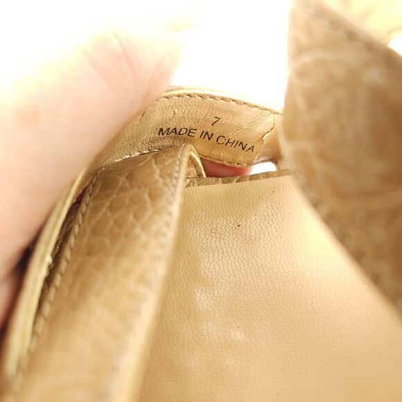 Talbots Womens 7 Beige Croc Print Open Toe Sandals Platform Wedge Leather - Picture 10 of 10